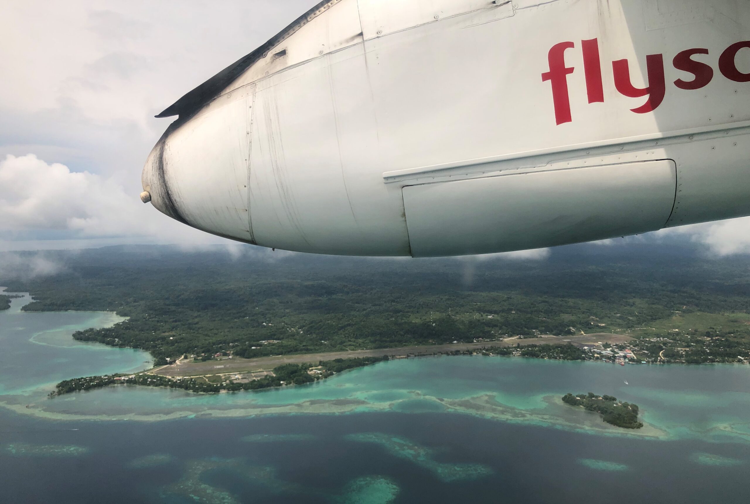 Plane over ocean